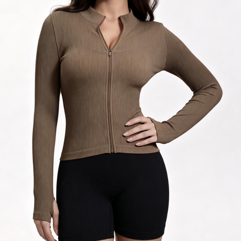 Women Ribbed Long Sleeve Zip U - огляд і ціна Yoga Of Fitness